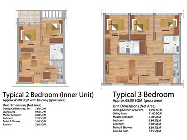 Primavera residences 2 br and 3 br floor layout